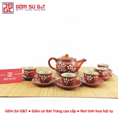 Bộ trà ganh vẽ hoa đào
