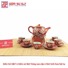 Bộ trà ganh vẽ hoa đào