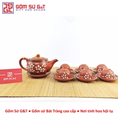 Bộ trà ganh vẽ hoa đào