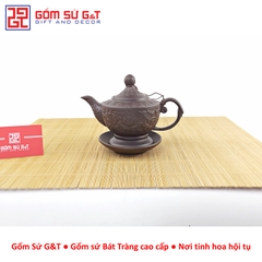 Bộ trà đèn thấp khắc sen