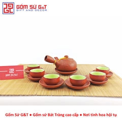 Bộ trà đắp quai chuôi đỏ