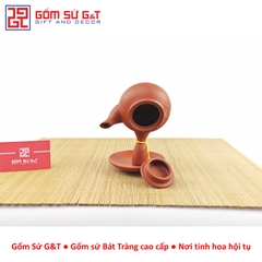 Bộ trà đắp quai chuôi đỏ