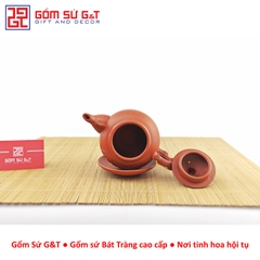 Bộ trà đỏ khắc sen