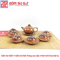 Bộ trà men hỏa biến áng quả hồng nâu