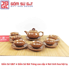 Bộ trà men hỏa biến áng quả hồng nâu