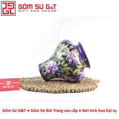 Lọ hoa vuốt tay dáng vò chân thon vẽ cẩm tú cầu tím