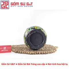 Lọ hoa vuốt tay miệng lượn vẽ cẩm tú cầu tím