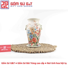 Lọ hoa vuốt tay dáng chân loe vẽ hoa cúc