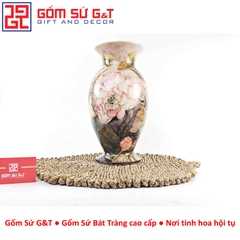 Lọ hoa vuốt tay vẽ bạch liên