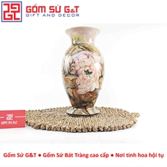 Lọ hoa vuốt tay vẽ bạch liên