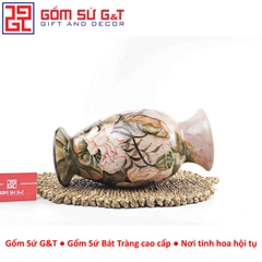 Lọ hoa vuốt tay vẽ bạch liên