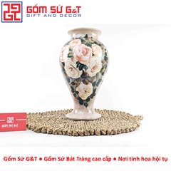Lọ hoa vuốt tay dáng chân đèn vẽ hoa hồng