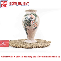 Lọ hoa vuốt tay dáng chân đèn vẽ hoa hồng