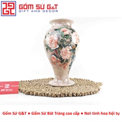 Lọ hoa vuốt tay dáng chân đèn vẽ hoa hồng