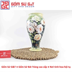 Lọ hoa vuốt tay dáng chân loe vẽ hoa hồng trắng