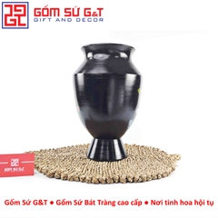 Lọ hoa vuốt tay dáng cúp vẽ hoa hồng