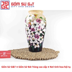 Lọ hoa vuốt tay dáng thạp vẽ hoa loa kèn
