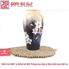 Lọ hoa vuốt tay dáng thạp vẽ hoa loa kèn
