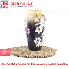 Lọ hoa vuốt tay dáng thạp vẽ hoa loa kèn