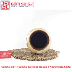 Lọ hoa vuốt tay dáng thạp vẽ hoa loa kèn
