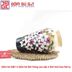 Lọ hoa vuốt tay dáng thạp vẽ hoa loa kèn