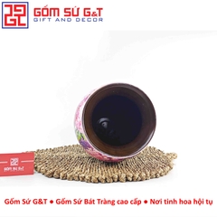 Lọ hoa vuốt tay dáng chân đèn vẽ cẩm tú cầu