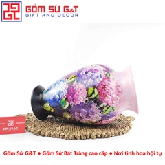 Lọ hoa vuốt tay dáng chân đèn vẽ cẩm tú cầu