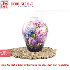 Lọ hoa vuốt tay dáng vò vẽ cẩm tú cầu