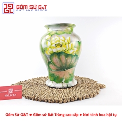 Lọ hoa vuốt tay dáng chân đèn vẽ sen chuồn