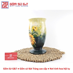 Lọ hoa vuốt tay dáng ly thấp vẽ hoa hướng dương