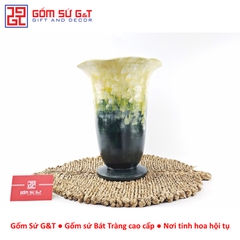 Lọ hoa vuốt tay dáng chân ly miệng lượn vẽ hoa hướng dương