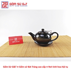Bộ trà hỏa biến quai C lòng hoa nâu