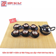 Bộ trà hỏa biến quả hồng bé lòng hoa nâu