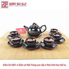 Bộ trà hỏa biến quả hồng bé lòng hoa nâu