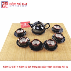 Bộ trà hỏa biến quả hồng bé lòng hoa nâu
