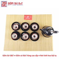 Bộ trà quả hồng to chén lòng hoa nâu