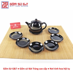 Bộ trà quả hồng to chén lòng hoa nâu