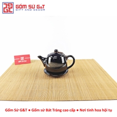 Bộ trà quả hồng to chén lòng hoa nâu