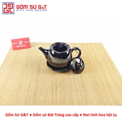 Bộ trà quả hồng to chén lòng hoa nâu