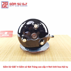 Bộ trà hỏa biến dáng Nhật lòng hoa men xanh