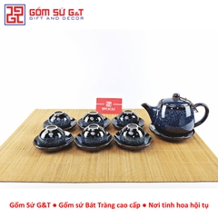 Bộ trà hỏa biến quả hồng to lòng hoa xanh