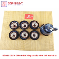Bộ trà hỏa biến quả hồng to lòng hoa xanh