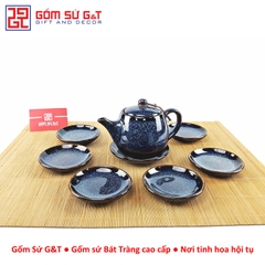 Bộ trà hỏa biến quả hồng to lòng hoa xanh