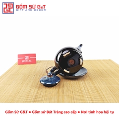 Bộ trà hỏa biến quả hồng to lòng hoa xanh