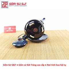 Bộ trà hỏa biến quả hồng to lòng hoa xanh