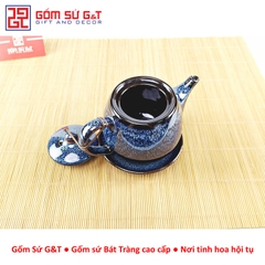 Bộ trà hỏa biến quả hồng to lòng hoa xanh