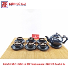 Bộ trà hỏa biến gốc cây lòng hoa men xanh