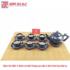 Bộ trà hỏa biến gốc cây lòng hoa men xanh