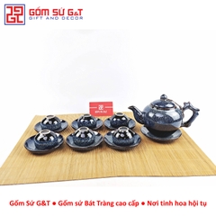 Bộ trà hỏa biến gốc cây lòng hoa men xanh