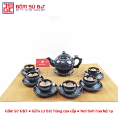 Bộ trà hỏa biến gốc cây lòng hoa men xanh